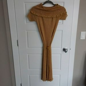 Vintage 1970 gold lurex cowl neck dress